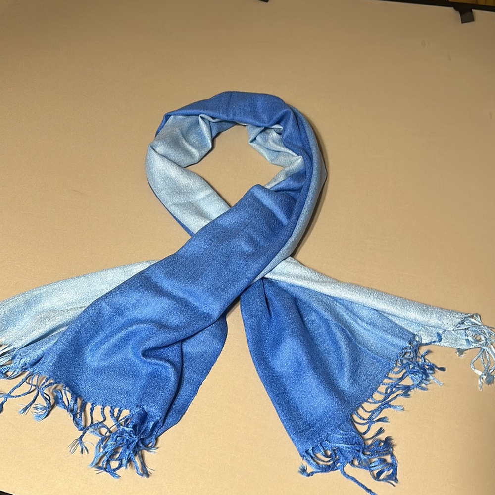 PASHMINA BEAUTIFUL TWO TONE SCARF COLOR BLUE